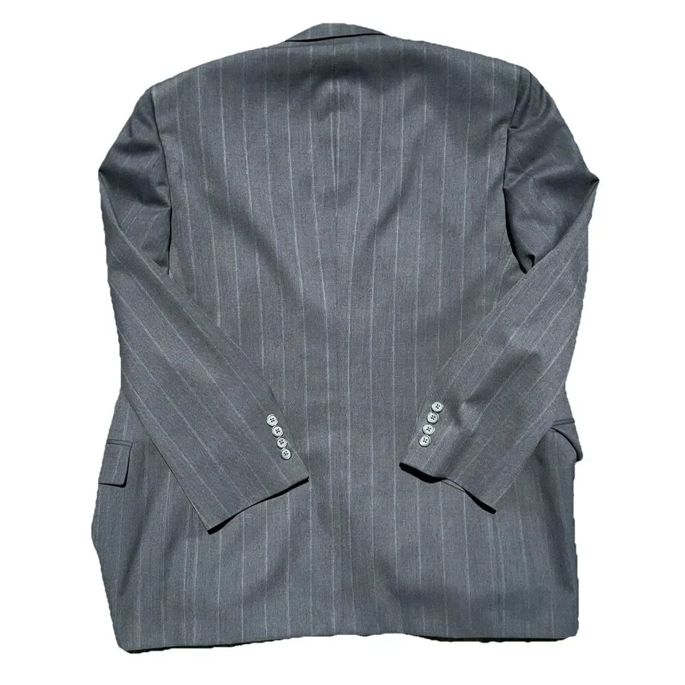 Christian Dior Monsieur Mens Grey Pinstripe Wool Blazer Sport Coat 41r USA VTG